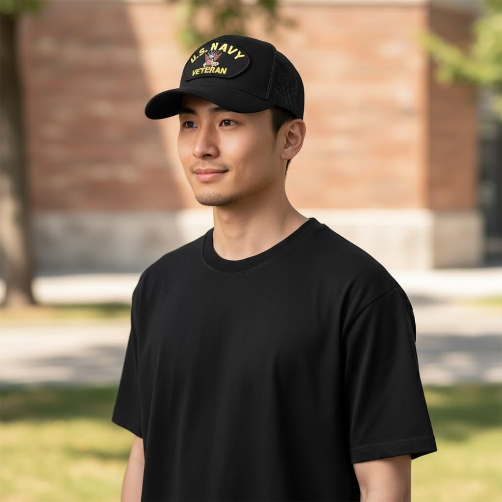 US Navy Veteran Patch Mesh Adjustable Baseball Cap