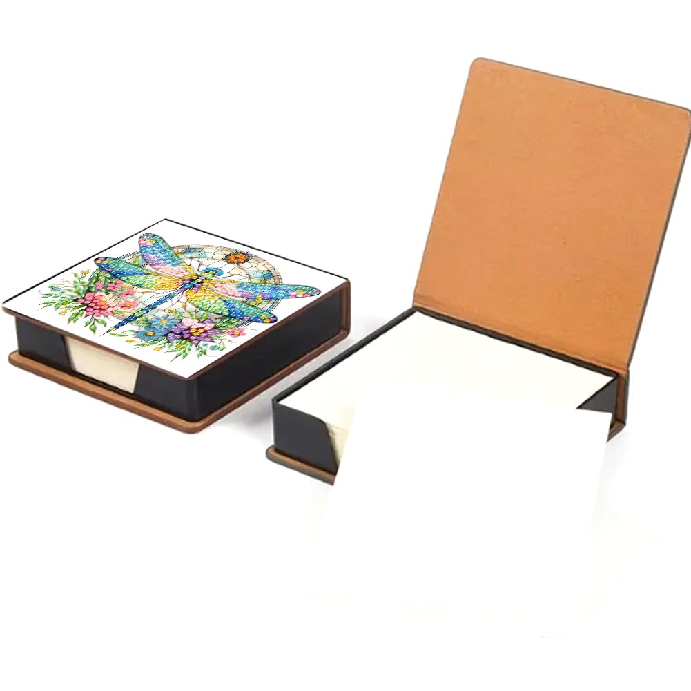 Diamond Painting Kits Sticky Note Holder, DIY Diamond Art Accessories Memo Pad Box for Desk, Mosaic Craft Kits for Adults Beginners, Cute Office Decor Gifts Women(Dragonfly) โ image 1