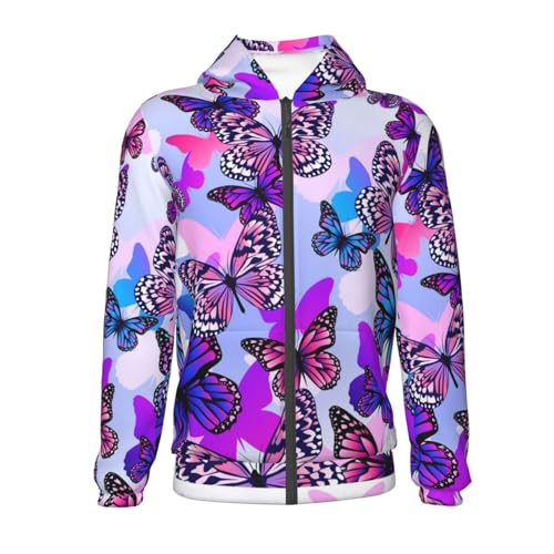 Flying Butterflies Kid Hoodies Boys Zip Up Sweatshirts Girls Pullover with Pocket2