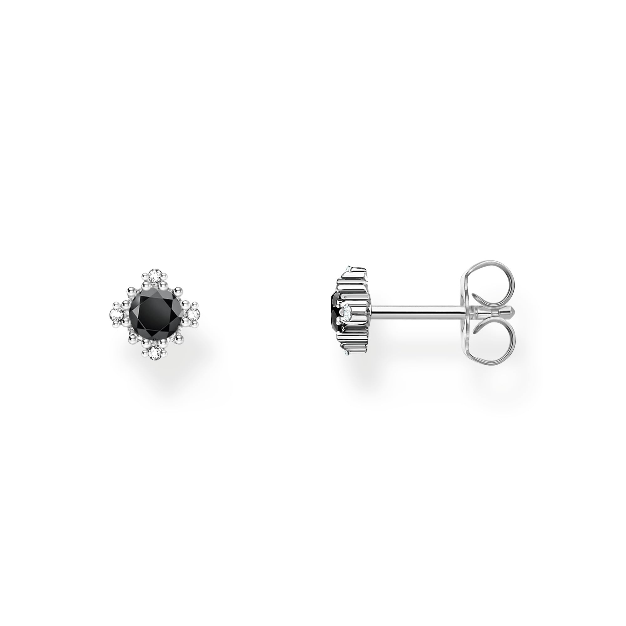 Thomas Sabo Vintage Stud Earrings With Black Stone 925 Sterling Silver H2311-643-11
