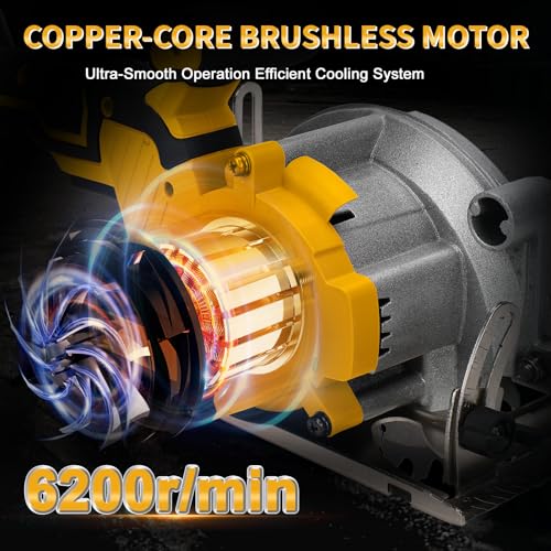 5.5'' Cordless Circular Saw for Dewalt 18V Battery (No Battery), Brushless Motor with 2 Blades, 0-45° Cutting Angle, Max Cutting Depth 1.9"(90°), 1.57"(45°), Idea for Wood, Plastic, Soft Metal 2 5.5'' Cordless Circular Saw for Dewalt 18V Battery (No Battery), Brushless Motor with 2 Blades, 0-45° Cutting Angle, Max Cutting Depth 1.9"(90°), 1.57"(45°), Idea for Wood, Plastic, Soft Metal - Image 2