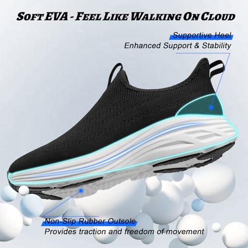 ZYEN Mens Walking Shoes Easy Wear Design Athletic Sneakers Lightweight Breathable Laceless Comfortable Tennis Sneakers Casual Travel Gym Work Shoe4