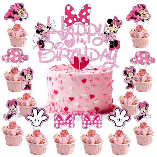 Belo conjunto de decoração para bolos, tema de desenhos animados, materiais de decoração para festas, decoração de aniversário rosa, decoração de aniversário para meninas e cupcakes, decoração