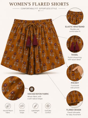 Image of B STORIES Women's Ultra-Soft Printed 100% Viscose Culotte Shorts | Soft Casual High Waist Lounge Shorts | Girls Ladies Stylish Quirky Casual Summer Beach Bottoms (S-XXL)