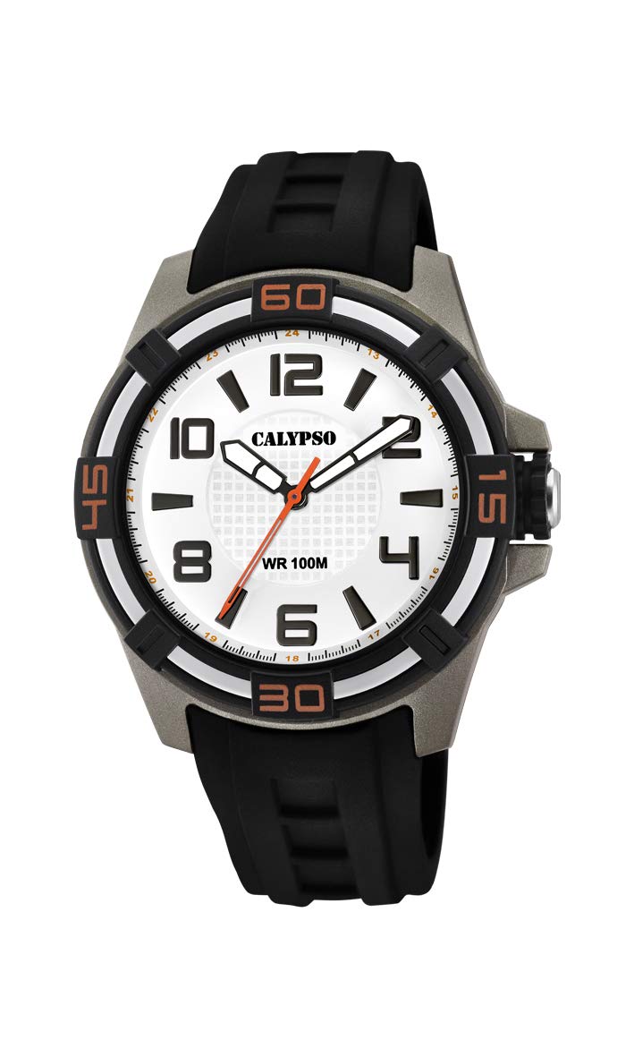 Calypso K5659/4 Orologio Da Polso Uomo/donna, Cassa Rotonda In Policarbonato, Cinturino In Plastica, Impermeabile 100m, Lunetta Con Zirconi