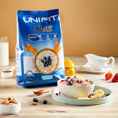 Image of UNIFIT Oats 100% Natural Wholegrain | High Protein & Fibre | Diet Food | Oats for Weight Management & Reducing Cholesterol Rolled Oats 500g