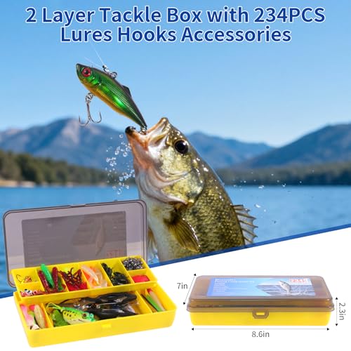 Kit de Señuelos para Pesca 140/234PCS con Alicates, Caja de Equipo de Pesca Incluida, Cebos Biónicos, Cucharillas, Anzuelos, Pesos para Agua Dulce y Salada para Hombres, Mujeres y Niños miniatura 6