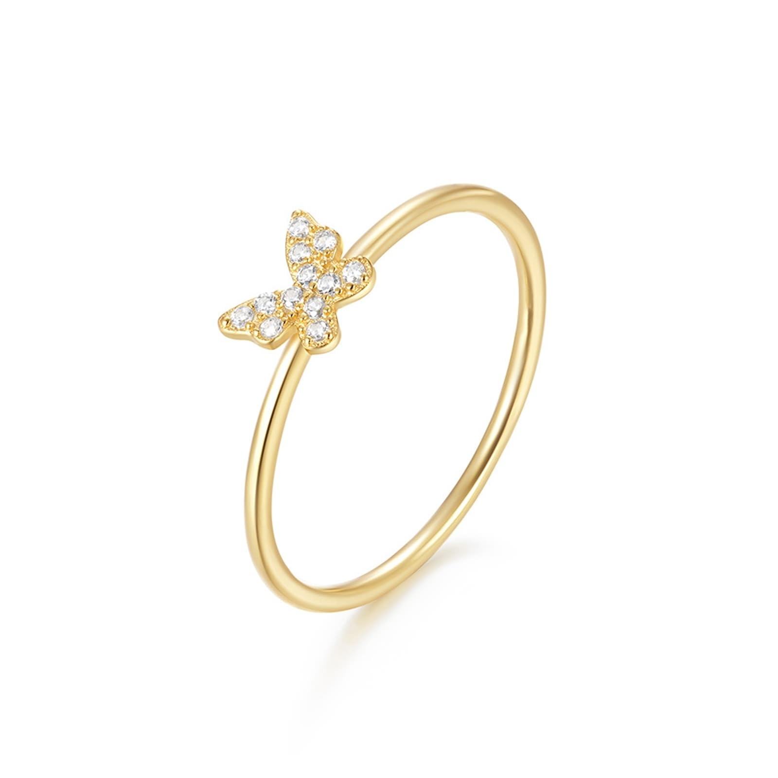 KnSam Echt Gold Schmuck Trauringe 9K/14K Gold, Moissanit Pärchen Ringe Au375/ 585 Gold, Schmetterling Eheringe, Gr.47-62