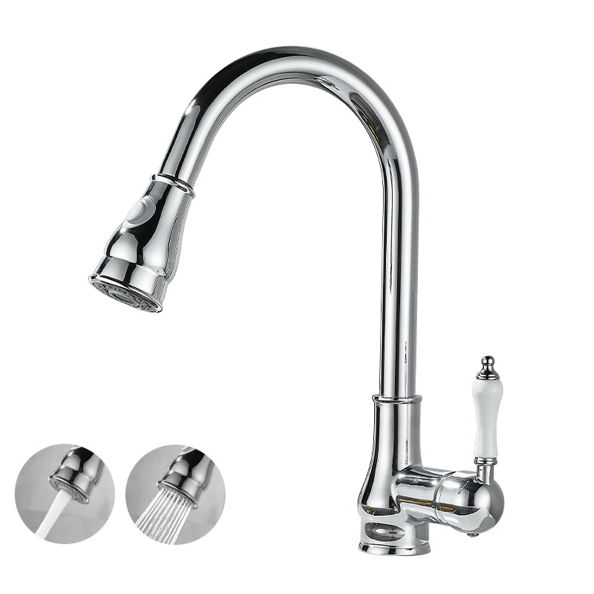Grifo de cocina cromado mezclador cocina con ducha extraíble 2 modos