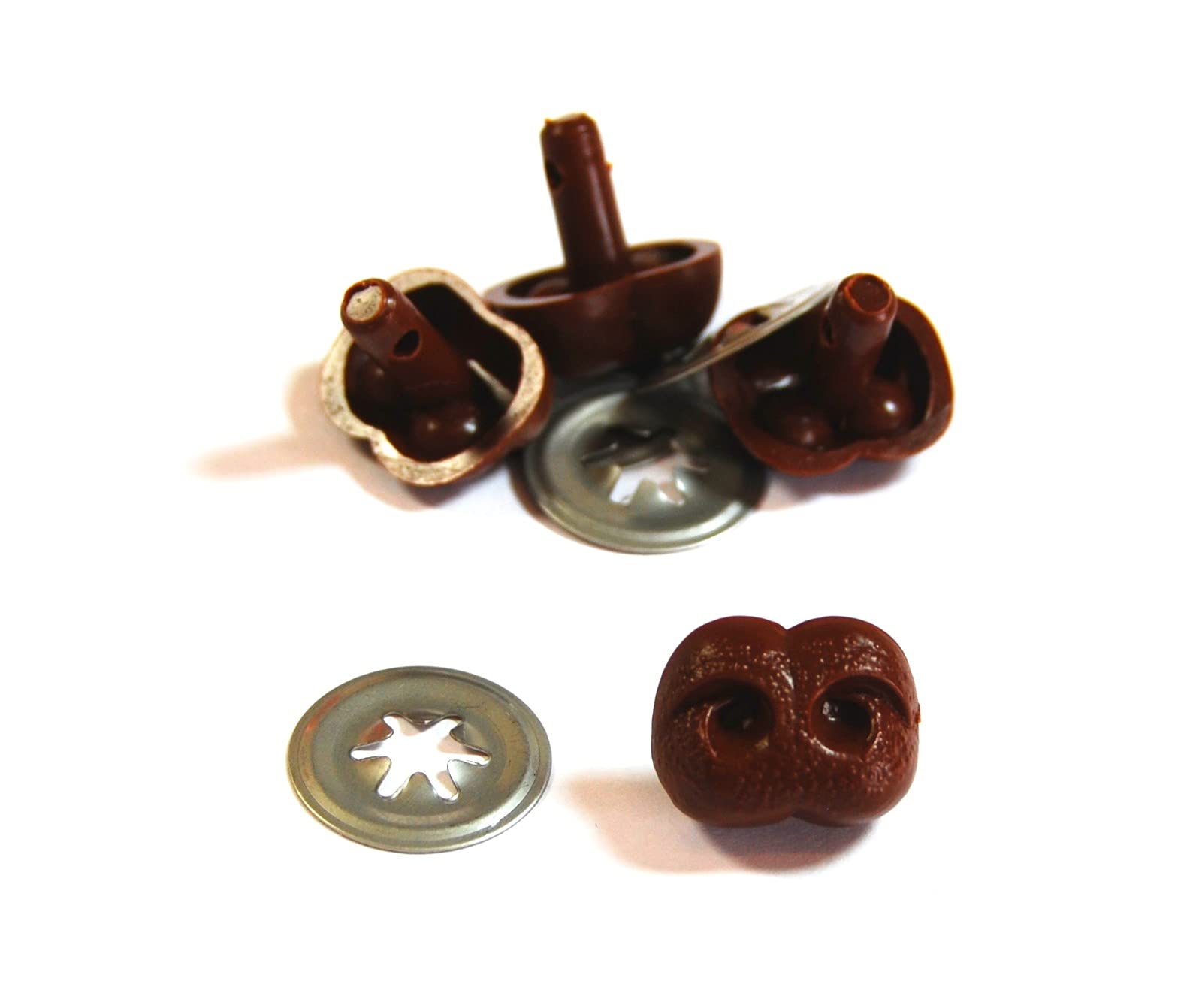 celloexpress Pack of 4 - BROWN Animal Noses 30mm Metal Backs - Teddy Bear & Soft Toy Making Detailed Nosess