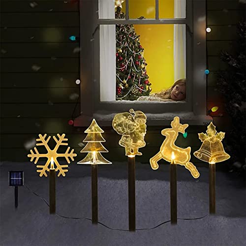 5 Pack Solar Christmas Stake Light Outdoor Solar Garden Light Solar Landscape Pathway Light Waterproof Garden Light Christmas