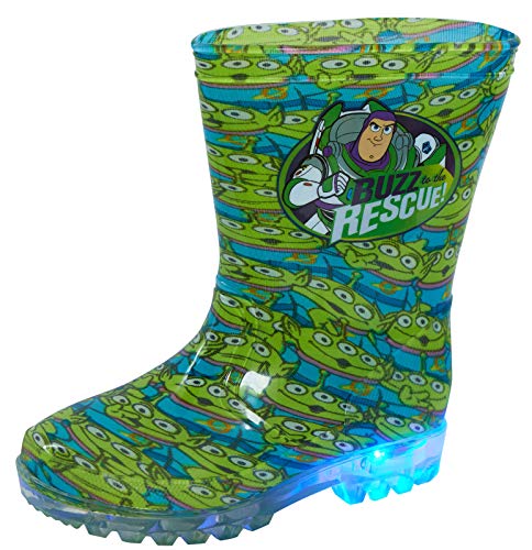 Disney Toy Story Gummistiefel mit blinkenden Lichtern und Aufsteckverschluss für Unisex-Kinder 11 UK Grün