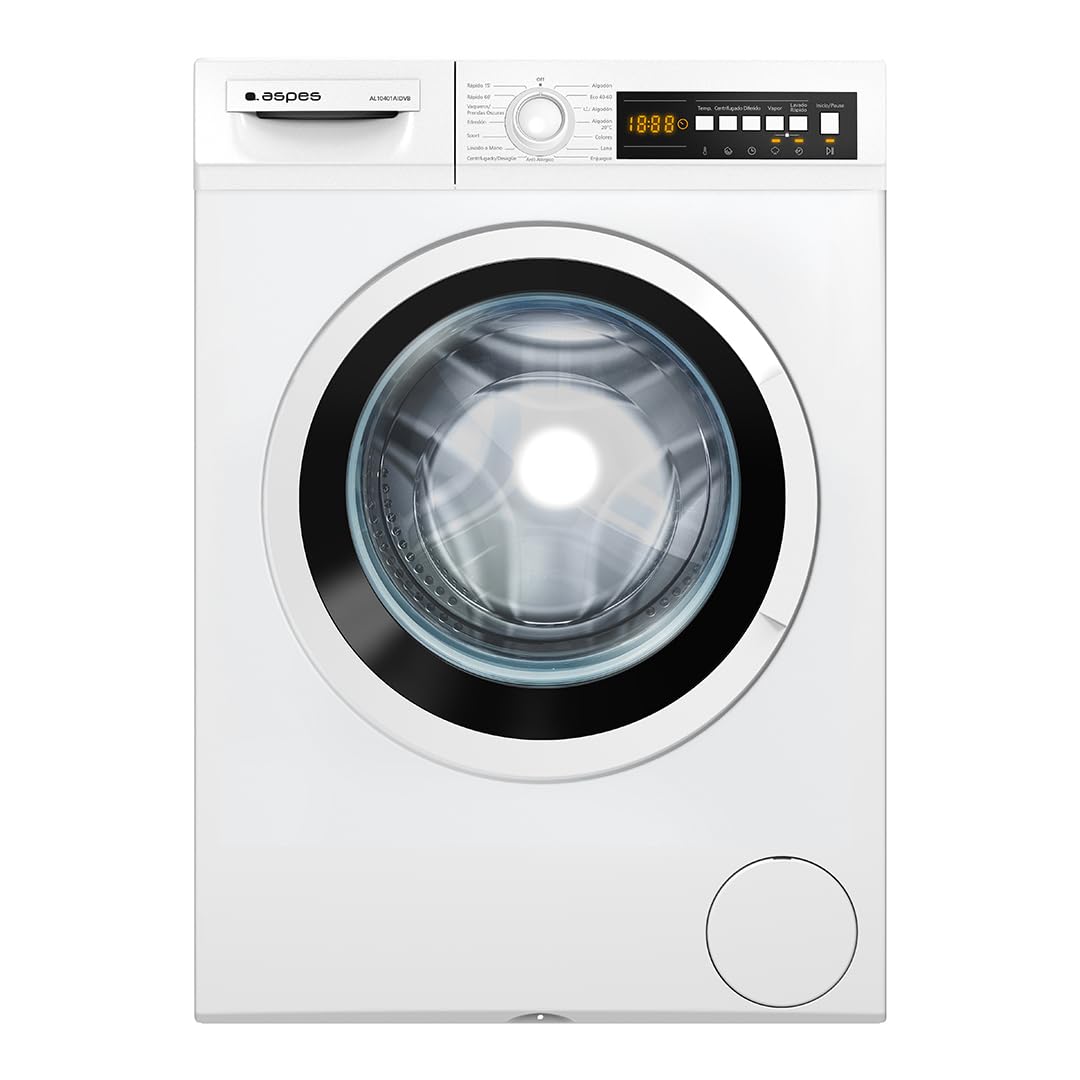 Aspes Lavadora 10Kg Carga Frontal Blanco AL10401AIDVB. 2200W, 1400rpm, 15 Programas, Función Stop&Go, Clase de Eficiencia Energética A