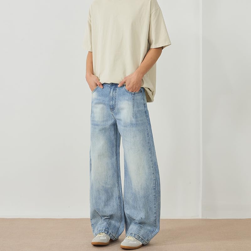 Men's Y2K Baggy Jeans Wide Leg Barrel Denim Pants Hip Hop Streetwear Skater Casual Loose Fit Trousers Y2k Clothes3