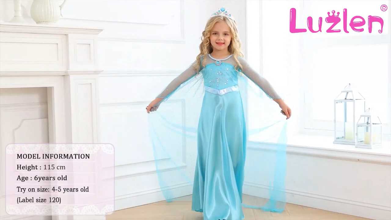 Vestido de Princesa de Nieve para Niñas con Peluca miniatura 7