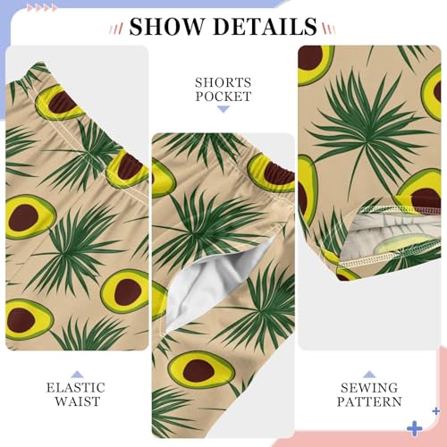 Avocado Palm Leaf Boys Long Pants Soft Trousers Elastic Waist Kids Lounge Bottoms with Pockets S-XL4