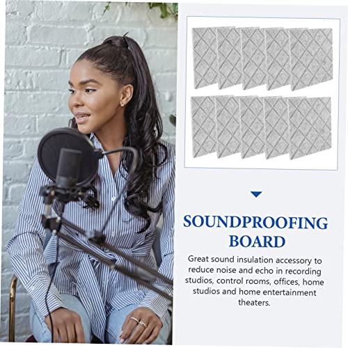 10pcs paneles acústicos autoadhesivos romboidales, insonorización y absorción de sonido, aislamiento de poliéster de alta densidad para estudio en casa y oficina miniatura 4