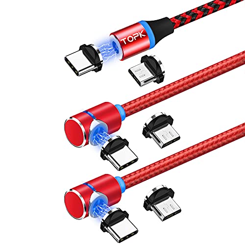 Amazon Co Jp マグネット ケーブル Topk 結束テープ 収納袋付き Type C Micro Usb 充電ケーブル 3in1 360度回転 Ledランプ付き Android Type C対応マグネット式 Usb ケーブル パソコン 周辺機器