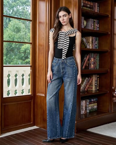 Womens Jeans High Waisted Stretchy Tummy Control Baggy Wide Leg Straight Leg Denim Pants Trendy 2025 for Women4