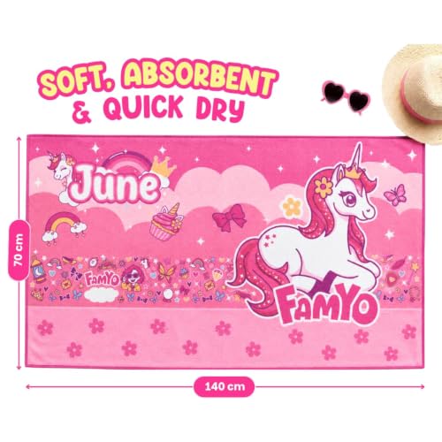 Image of Famyo Kids Hooded Poncho Towel and Microfiber Kids Bath Towels Combo for Boys & Girls | Ultra Soft Quick Dry Super Absorbent Beach, Bath & After Shower Towel | Baby Towel for Boys and Girls, Pink