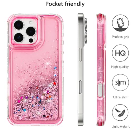 TikoVast Designed for Glitter iPhone 16 Pro Max Case, Clear Sparkle Liquid Case with Luxury Bling Design [3-in-1 Protection] Military-Grade Anti-Yellowing Cover for Women - image 3