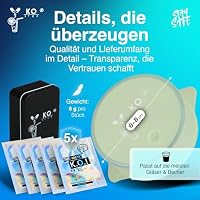 Ko Stop leuchtende Silikondeckel für Gläser und Becher, 5er-Set mit Metalldose, 6–8 cm, mit Trinkhalmöffnung, Grün – Ansicht 8