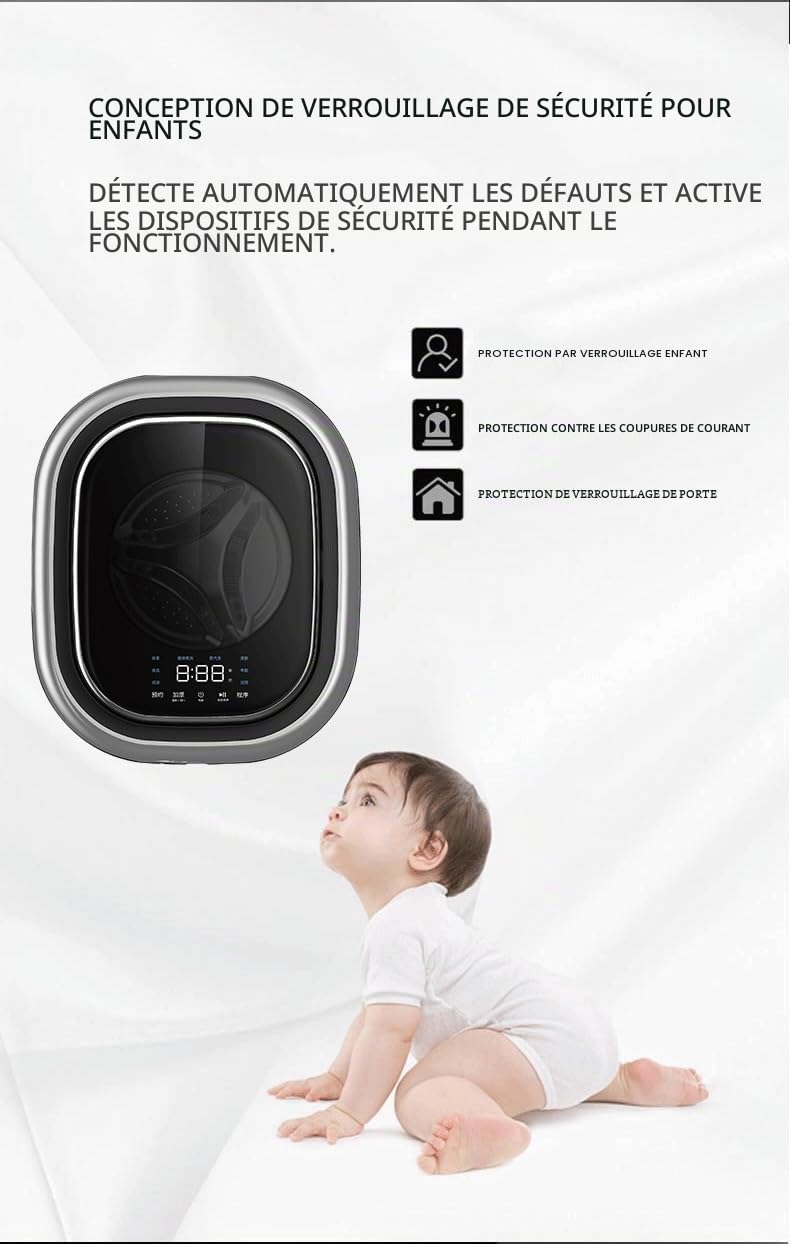Mini Tiny Wash DY-BGX09 Machine à laver – Parfait pour appartement, petite maison, camping-car et bateau