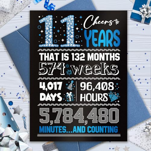 Tsvate CARD-BLUE-11YEARS-D 11Th Birthday Card, Tsvate 11 Year Old Boy Gifts, Funny Birthday Card For 11 Year Old Boy, Son, Grandson, Girls thumb #6
