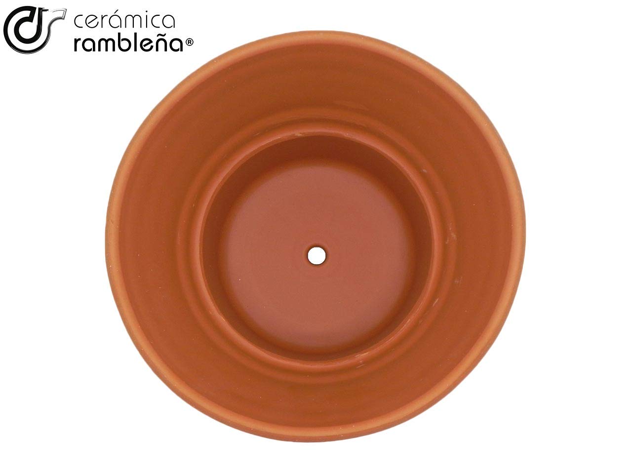 Ceramic RAMBLEÑA | Garnki z czerwonego błota | Dekoracyjne doniczki | Doniczki ceramiczne | Doniczki zewnętrzne | Rustykalne-paski | 100% ręcznie robione dekoracje | 25x25x22 cm | Talerz w zestawie