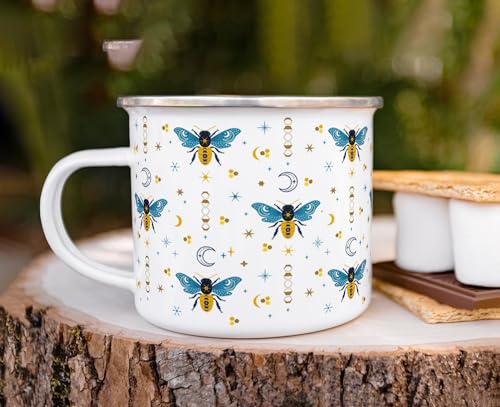 Taza Camping Esmaltada Loftipop Patrón Abeja Celestial 16oz miniatura 4