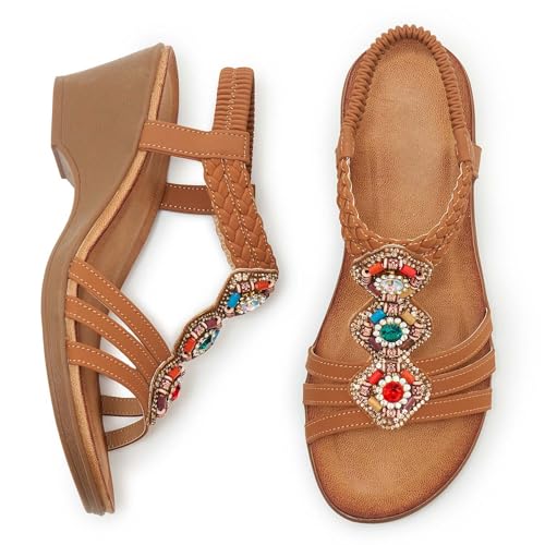 Sandales d'été compensées pour flâner en vacances style bohème - 4