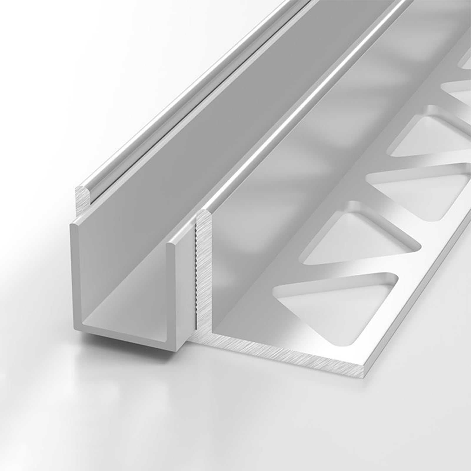 Canalina da pavimento F-SD per pannelli da 1 cm, design tagliabile, 3 m / 9.8ft, perfetta per uso commerciale e residenziale, colore: argento