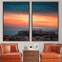 2 Piece Framed Canvas Wall Art Beautiful Sunset Canvas Prints Home Artwork Decoration for Living Room,Bedroom - 16