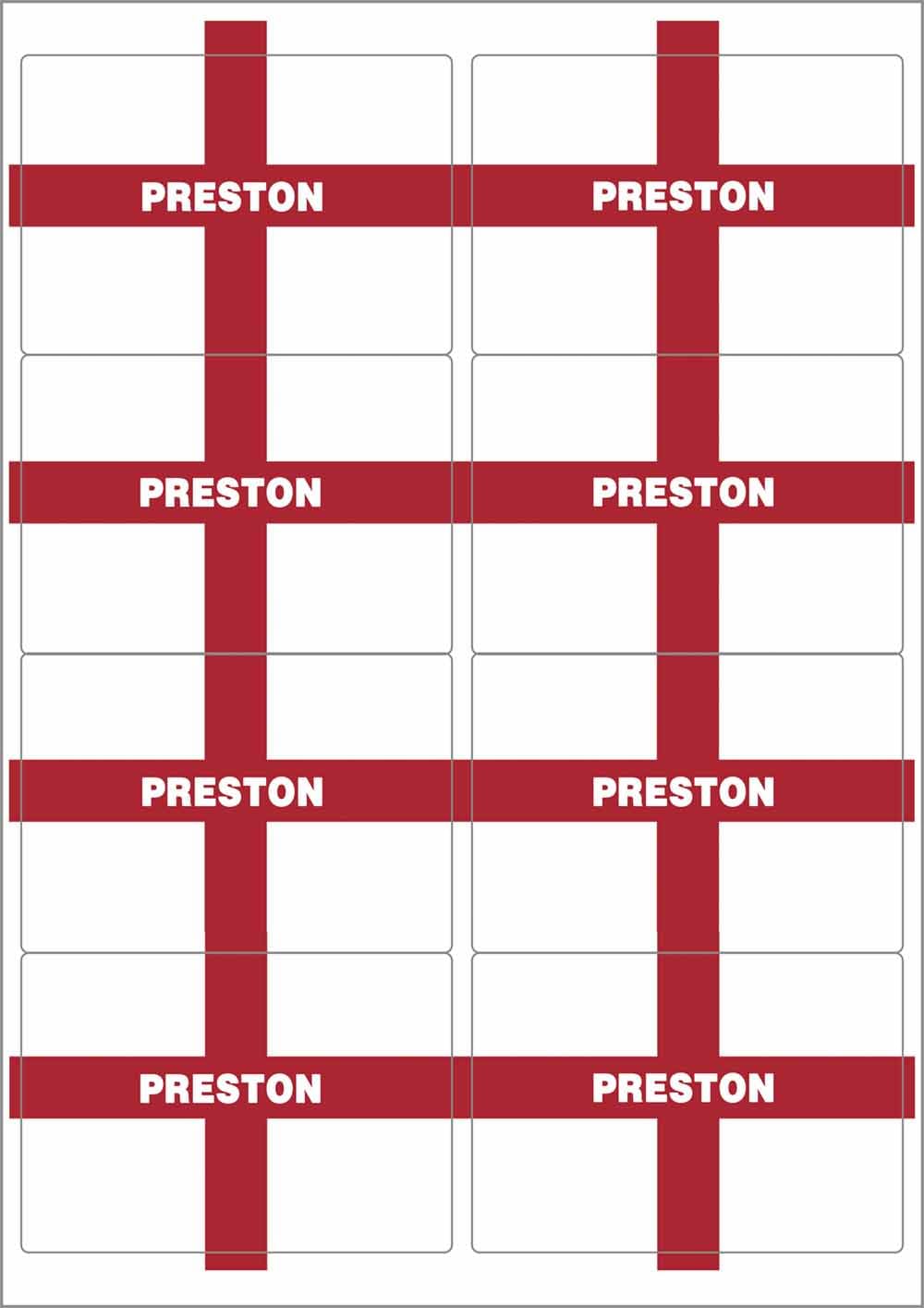 Ozorath Multicolor Preston England Flag Rectangular Matt Paper Stickers A4 Sheet Of 8 (Each Sticker Is 99Mm X 68Mm)
