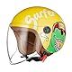 Motorradhelm Kinder Mädchen Junge, Kid Jet Helm mit Visier, Dinosaurier Mofa Helm Kids Scooter Fahrradhelm, Schnellverschluss, Herausnehmbar, Waschbar, 48-55cm, Gelb