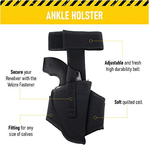 Ankle Concealed Carry Revolver Holster - Fits: Most J Frames .38, S&W, Charters, Rossi, LCR, Taurus 38 - Concealed and Comfortable to use (68B) (Right)