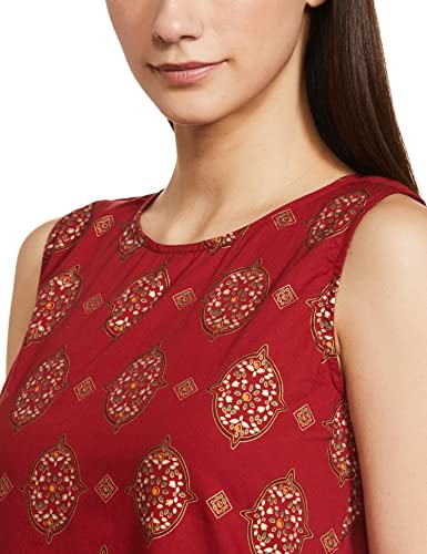 Image of Amazon Brand - Myx A-line Sleeveless Dress (PAG 101 Golden JAAL RED Large)