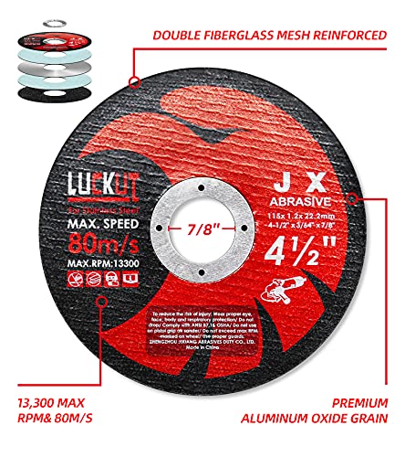 Luckut JXQG004 Cut-Off Wheels Cutting Wheel Disc 4-1/2"X3/64''X7/8'' Thin Metal Stainless Steel Cutting Cut Off Disc Blades Grinding Wheel thumb #1
