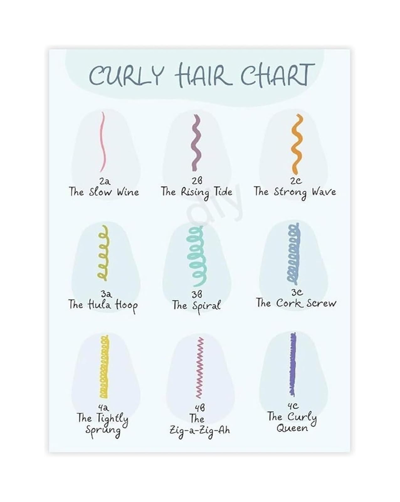 FOPURE Barber Shop Curly Hair Poster Reference Guide for Haircut and Curl Types Canvas Wall-Art Salon Decor Educational Chart(Framed,08x12inch(20x30cm))
