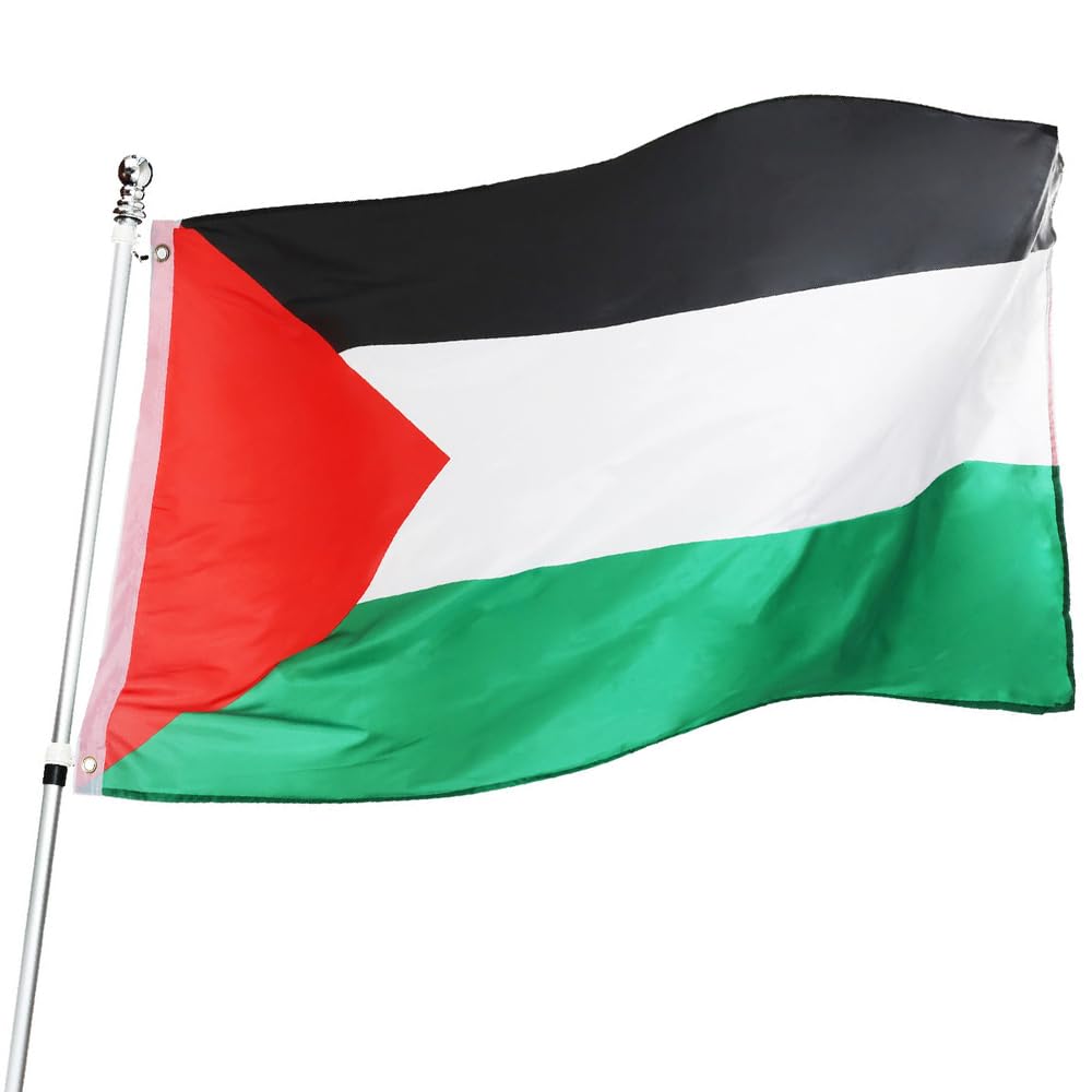 Palestine Flag - Pack of 2 - Large 5ft x 3ft Palestinian Flag with Grommets - Football, Rugby, Sporting Events, Street Parties, Festivals and Celebrations