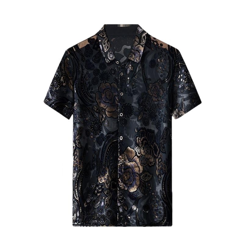 Chemise en crochet homme mince et respirante avec col rabattable tendance