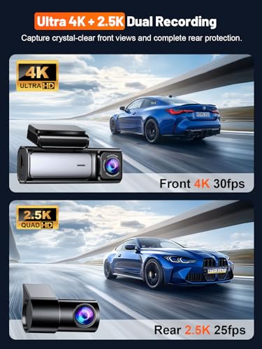 Image of Affver 4K+2.5K Dash Cam Front and Rear, Built-in 5G WiFi 6 GPS, 64GB Card Included, 3.59'' IPS Screen Dash Camera for Cars, Dual Dashcam with G-Sensor, Loop Recording, 24H Parking Monitor
