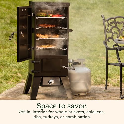 Cuisinart-36-Vertical-Propane-Smoker-4-Removable-Racks-Spacious-BBQ-Smoker-with-Wood-and-Water-Trays-15000-BTU-Heat-for-Smoked-Meat-Brisket-Jerky-Fish-Perfect-for-Tailgates-Backyard-Camping
