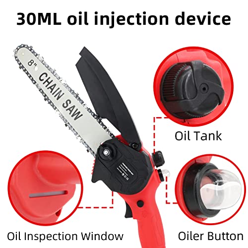 Pafieo Mini Kettensäge 8 Zoll, 8/6 Zoll 2 in 1 Akku Kettensäge, mit 3000 mAh Batterien Großer Kapazität und 2 Führungsplatte, Mini Kettensäge mit Akku für Gartenscheren Astschere Holzschneiden – Bild 5