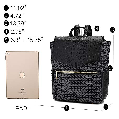 MKF Collection Backpack for Women, Vegan Leather Signature Top Handle Multi-pocket Bag Ladies Fashion Bookbag Travel Backpack4