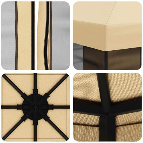 Cenador rectangular 3x3 m en acero crema para jardin o terraza 8