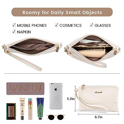Image of LOVEVOOK Laptop Bag for Women 15.6 Inch Tote Work Professional Leather Computer Briefcase Waterproof Handbag Shoulder Large Capacity Business Teacher Office Crossbody Purse, 206# Beige White