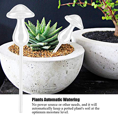Plant Watering Bulbs, House Plants Flowers Automatic Self Watering Devices Clear Glass Water Feeder Mushroom Shape - Image 2