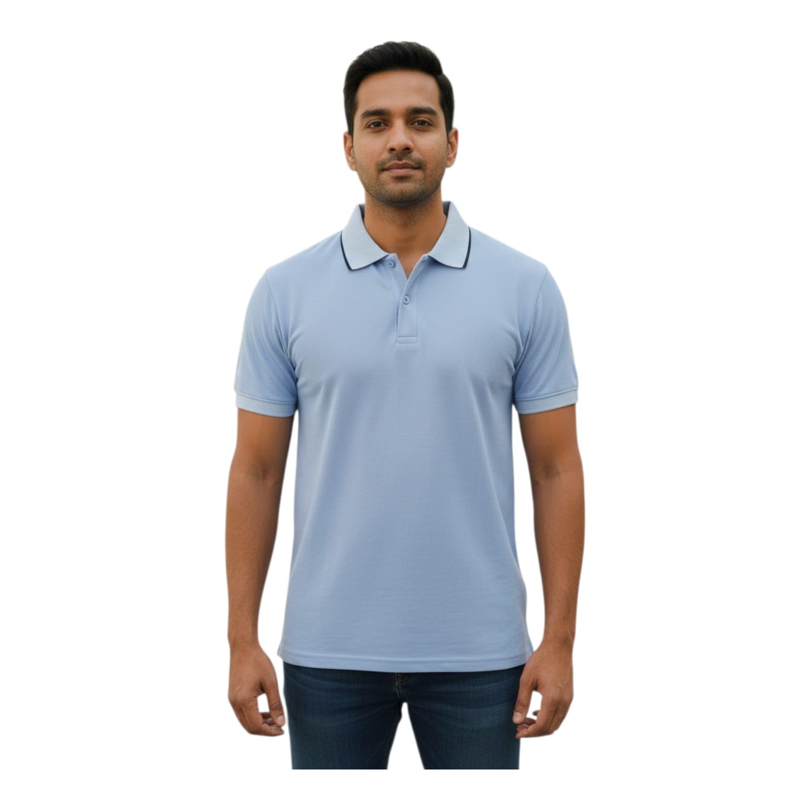 Men's Cotton Rich Solid T-Shirt, Half Sleeves, Collar Neck, Plain Regular Fit,-picture-28