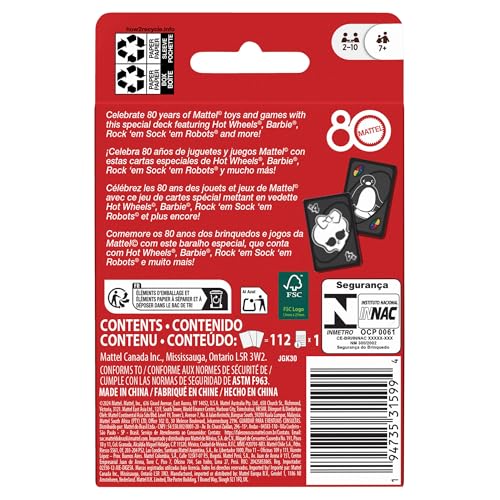 UNO Jeu de cartes Rubis 80ème anniversaire de Mattel Pour toute la famille UNO JGK30 - vue 8